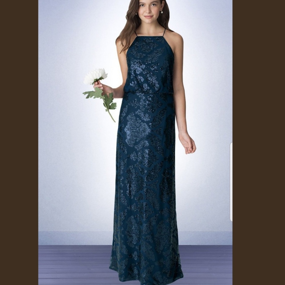 Bill Levkoff  Designer Blue Sequin Leopard Gown